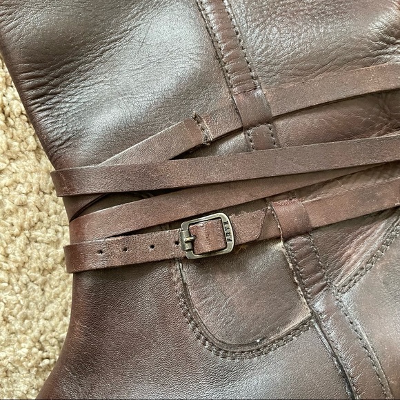 FRYE Knee High Belted Leather Riding Boots - Picture 4 of 7